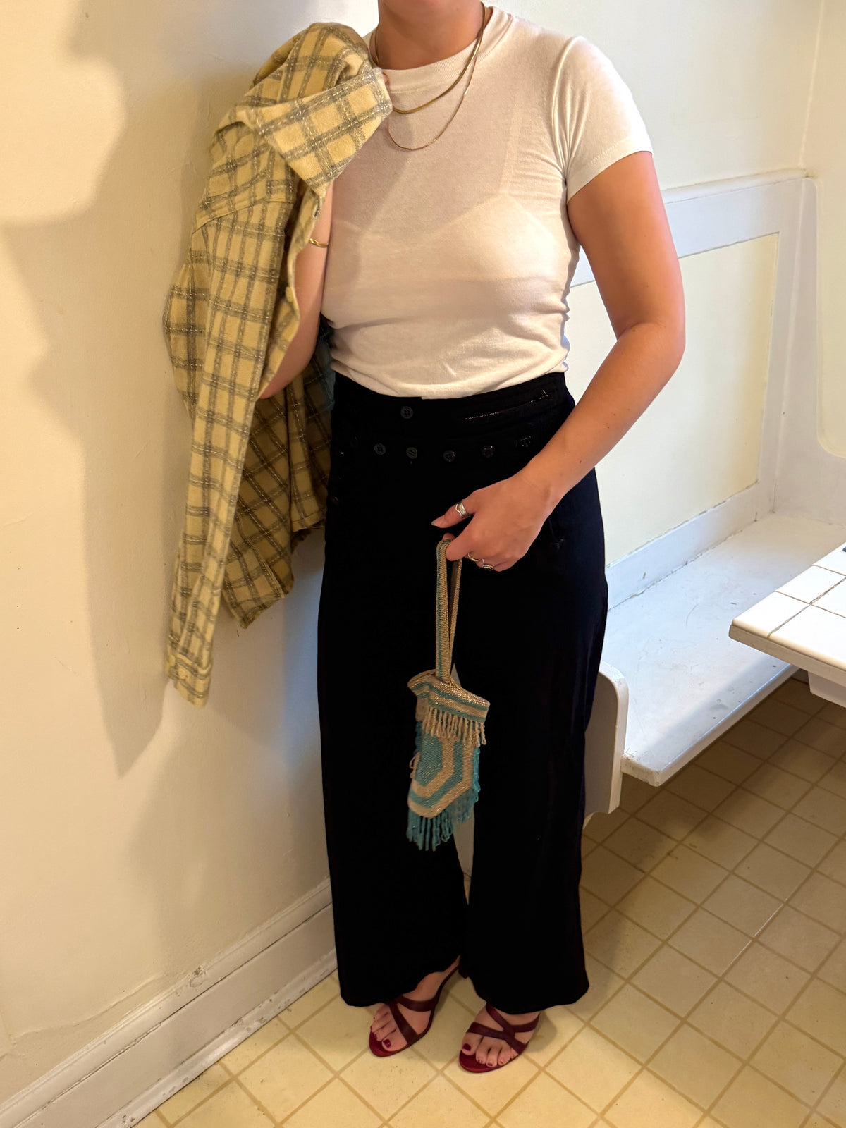 1950s YELLOW CAMP COLLAR WOOL SHIRT