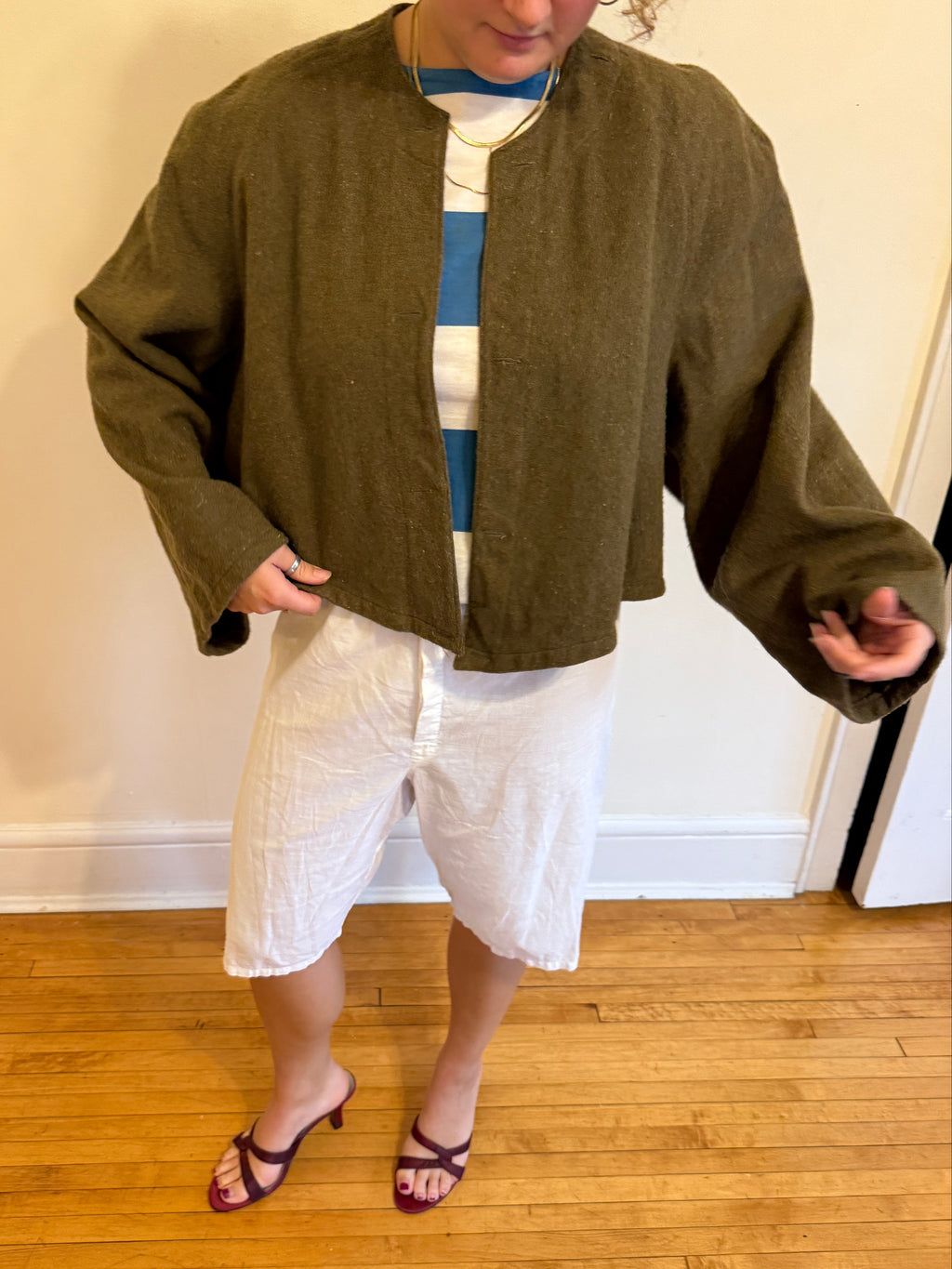 1940s FRENCH CROPPED WOOL LINER JACKET