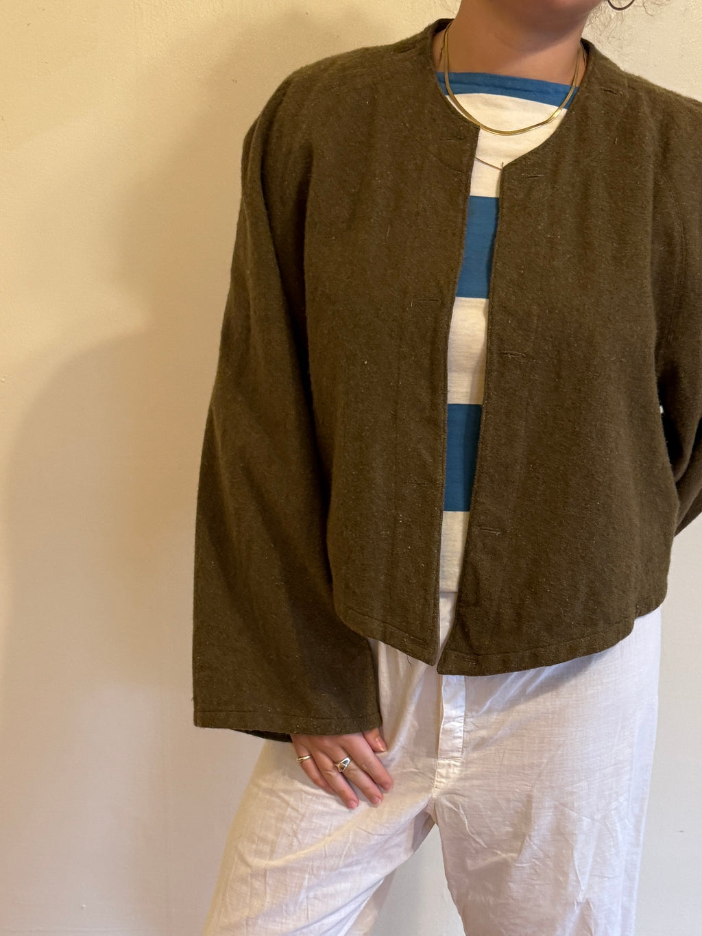 1940s FRENCH CROPPED WOOL LINER JACKET