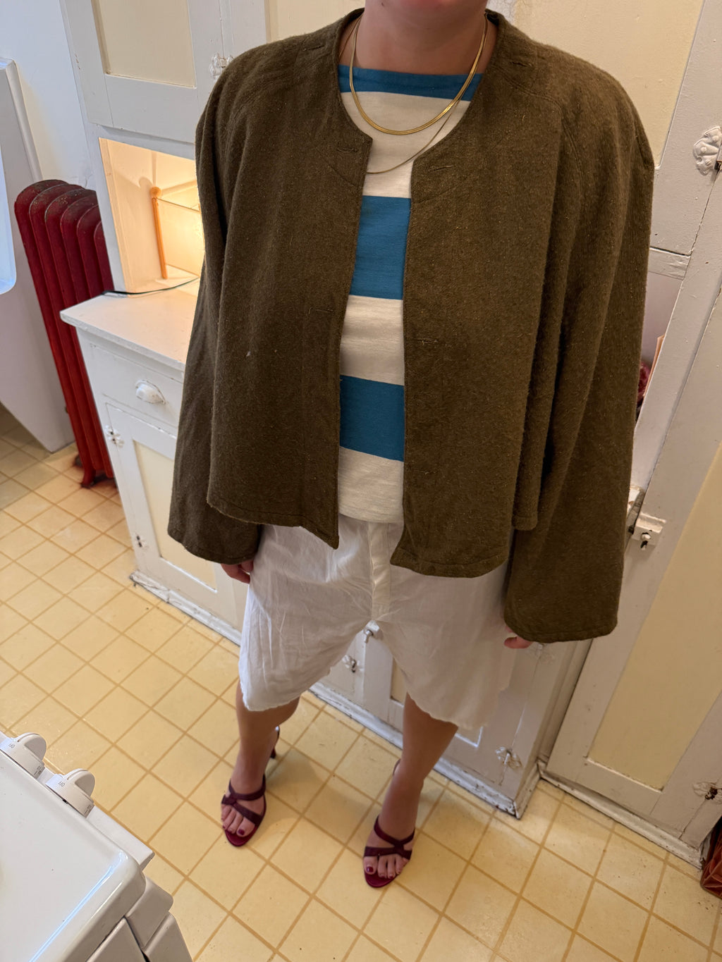 1940s FRENCH CROPPED WOOL LINER JACKET