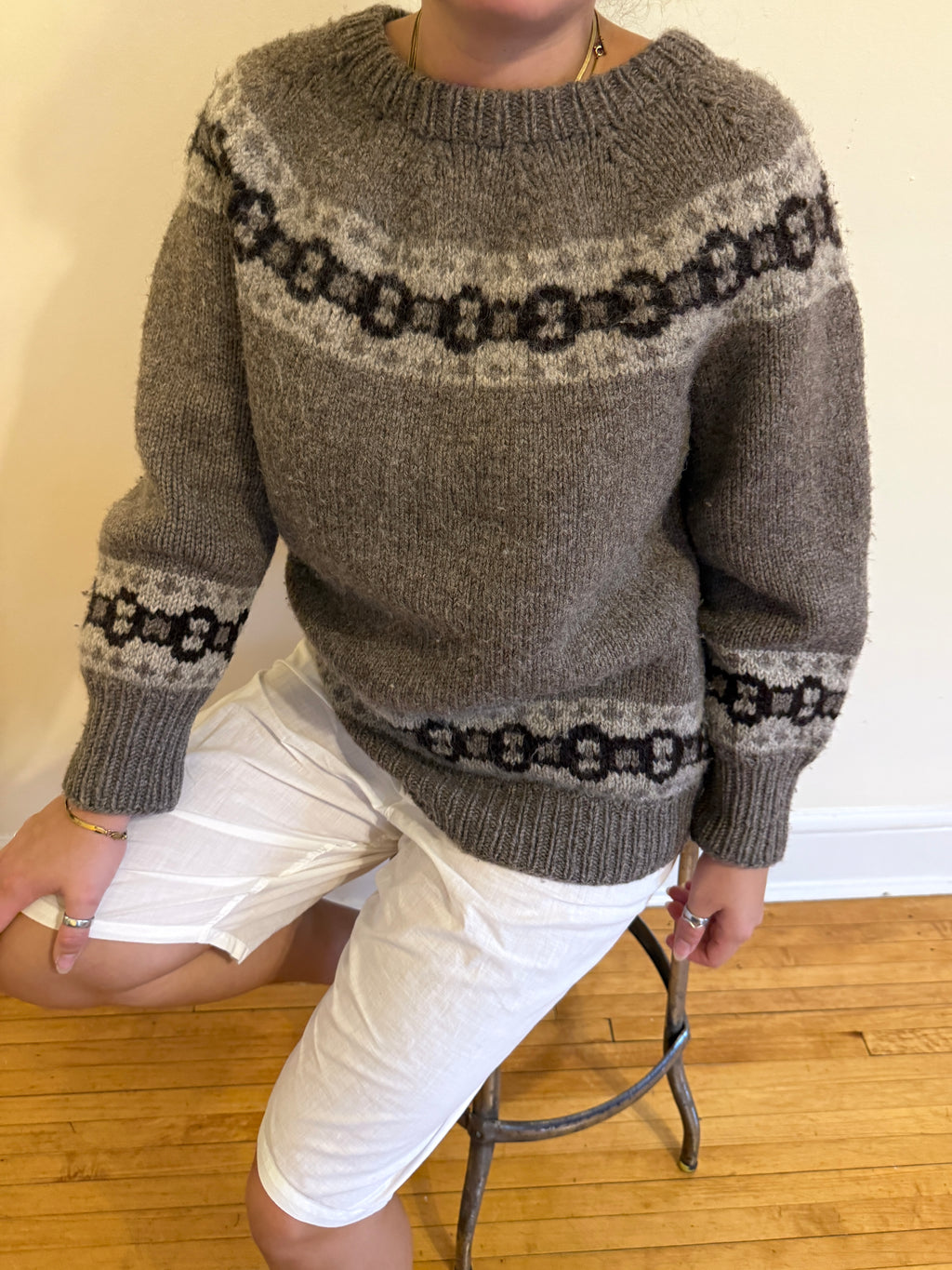 HAND KNIT FAIR ISLE WOOL SWEATER