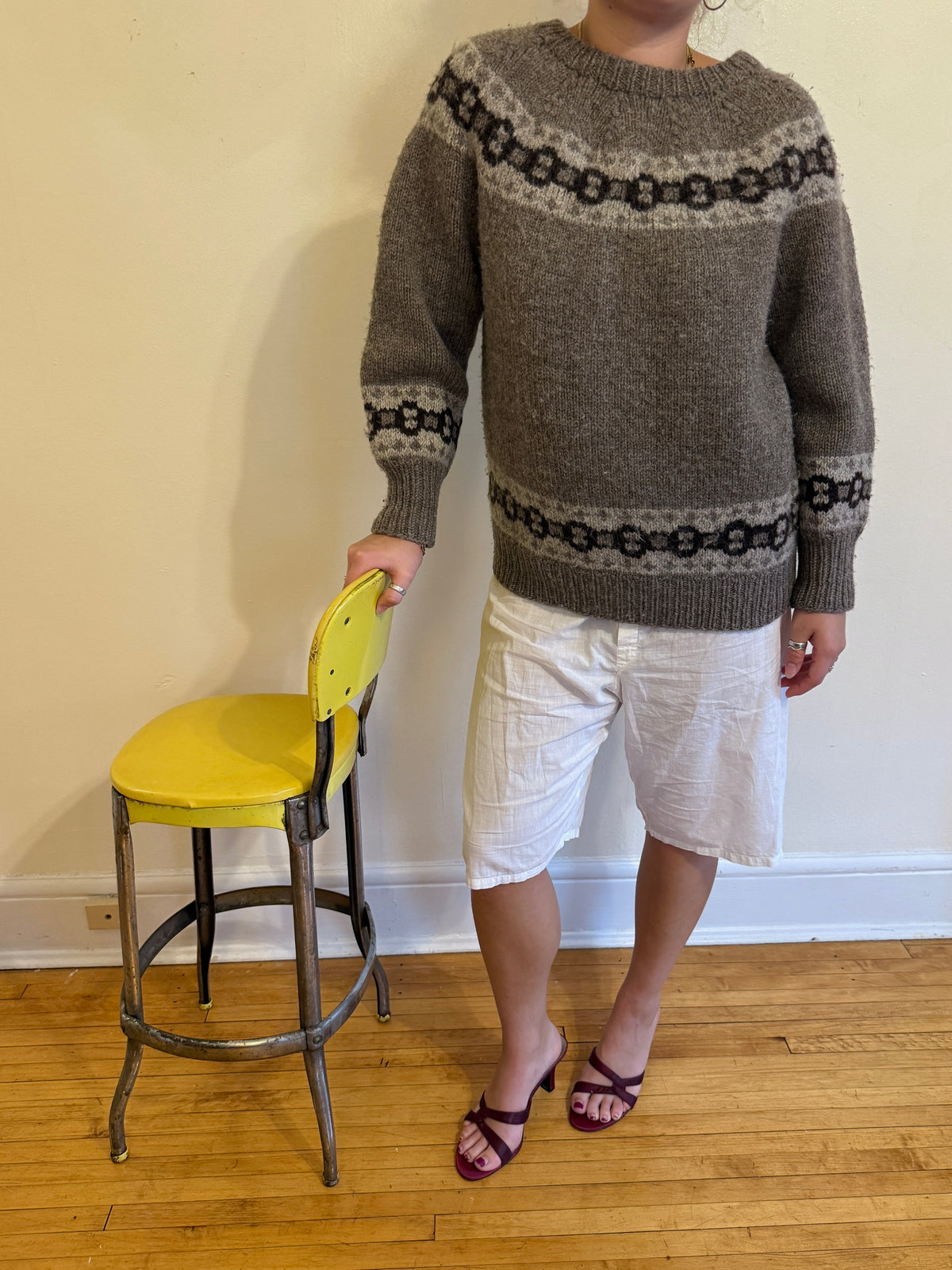 HAND KNIT FAIR ISLE WOOL SWEATER