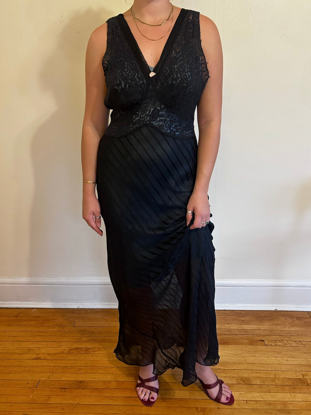 1940s STRIPE BIAS CUT SLIP