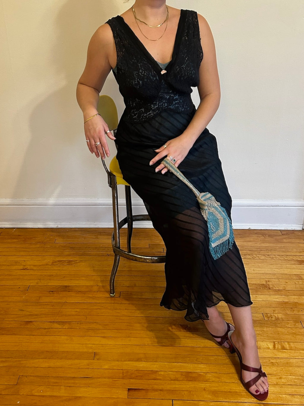 1940s STRIPE BIAS CUT SLIP