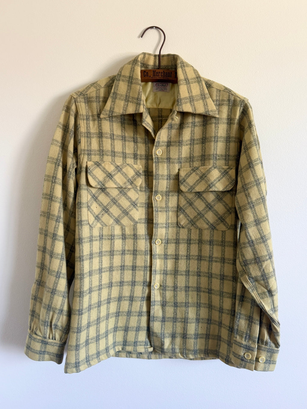 1950s YELLOW CAMP COLLAR WOOL SHIRT