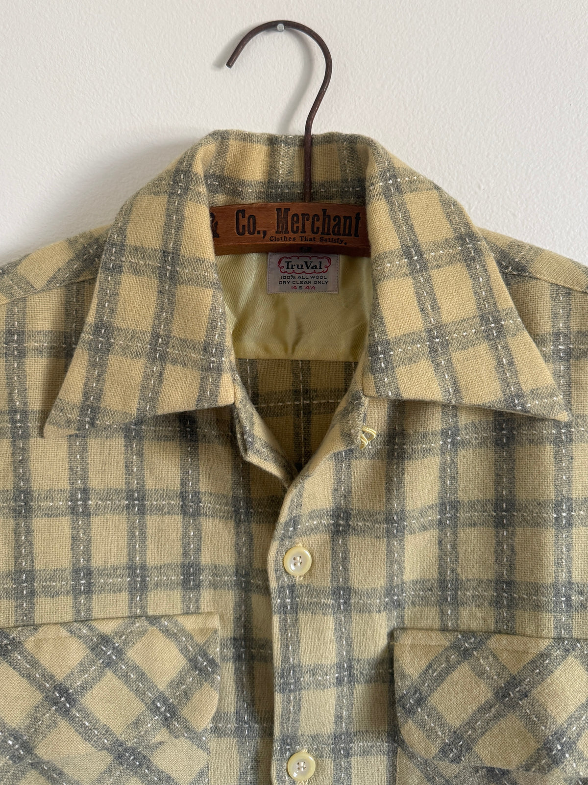 1950s YELLOW CAMP COLLAR WOOL SHIRT