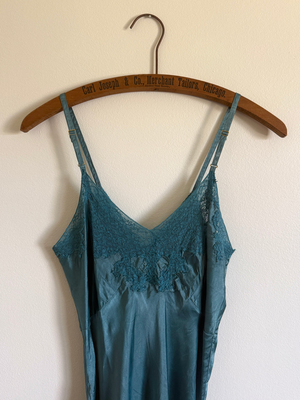 1940s HAND DYED TEAL SLIP