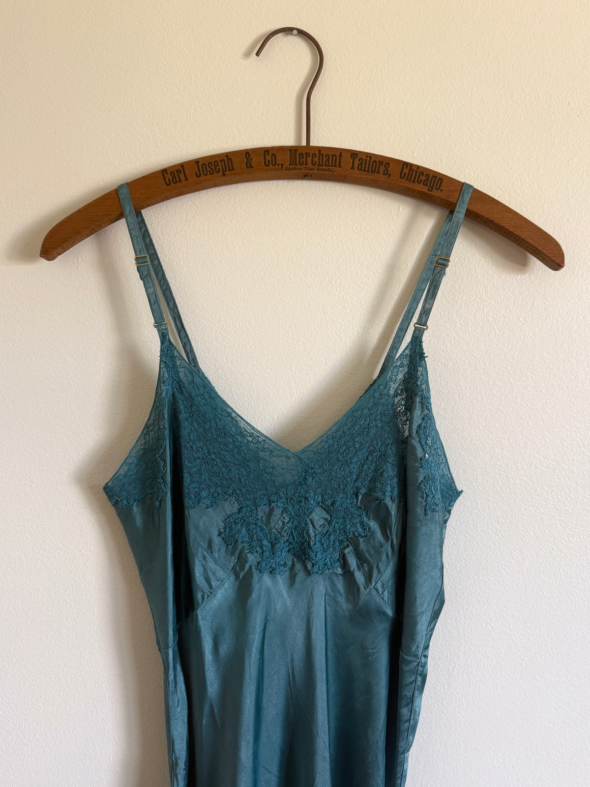1940s HAND DYED TEAL SLIP