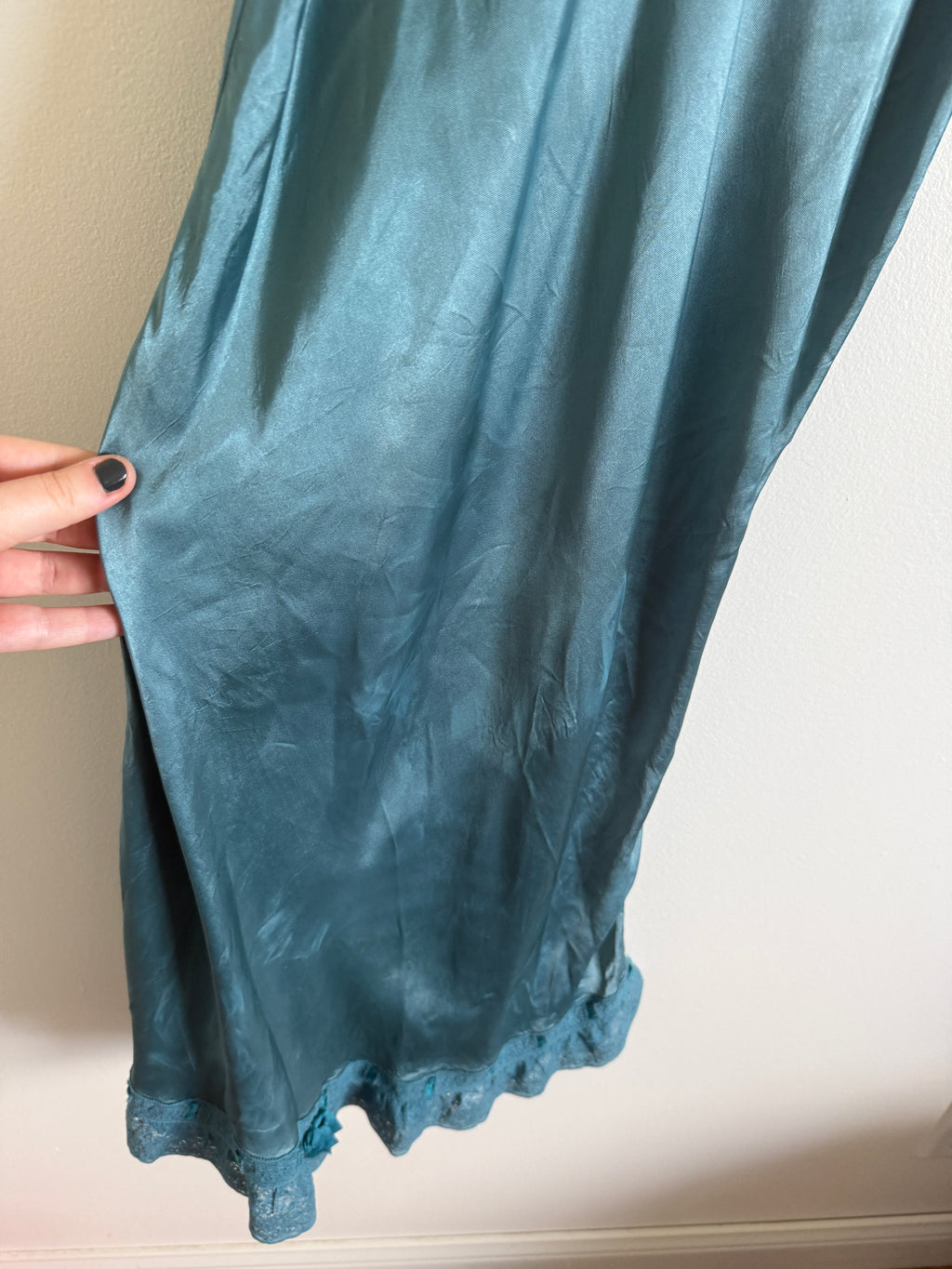 1940s HAND DYED TEAL SLIP