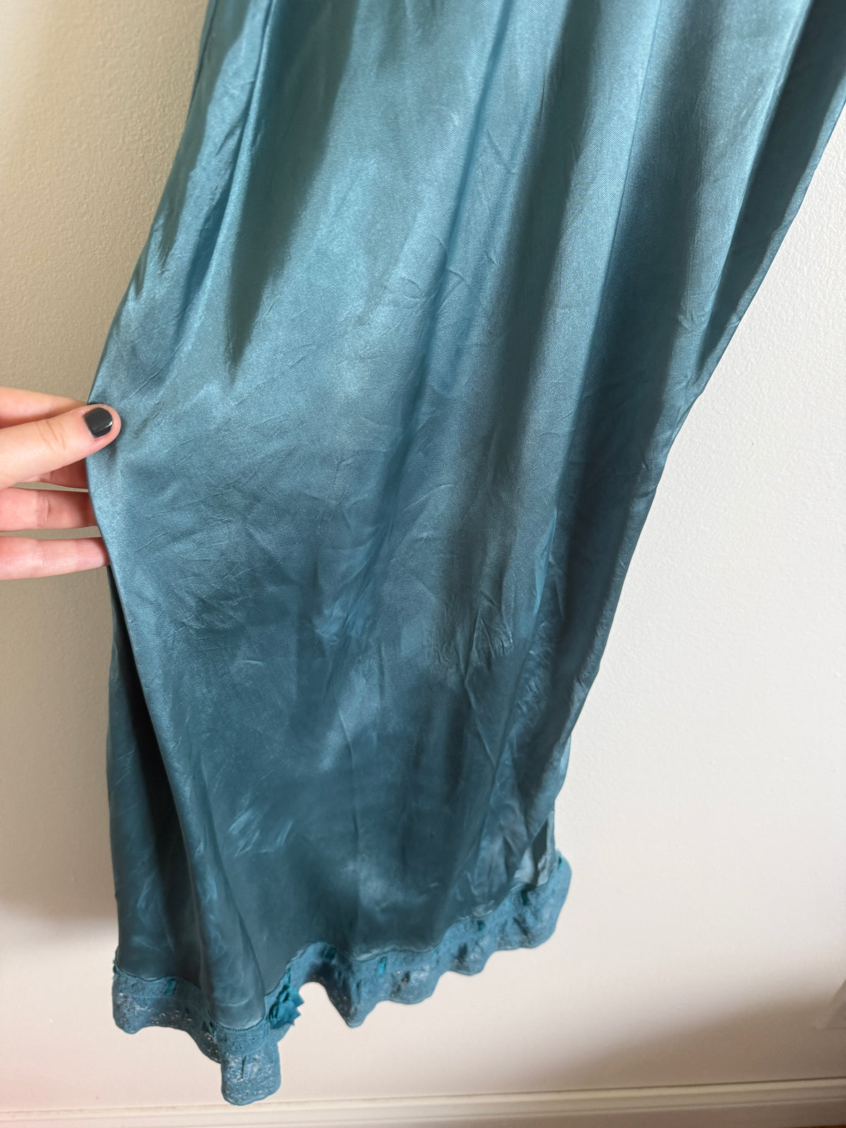 1940s HAND DYED TEAL SLIP