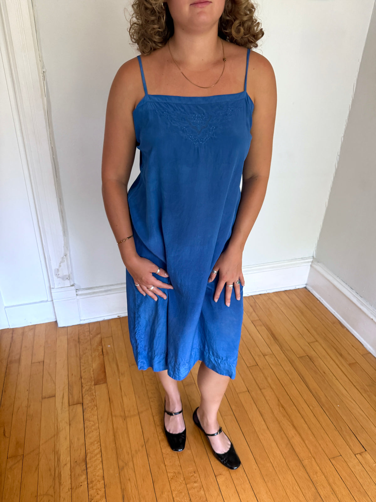 1920s HAND DYED COBALT SLIP