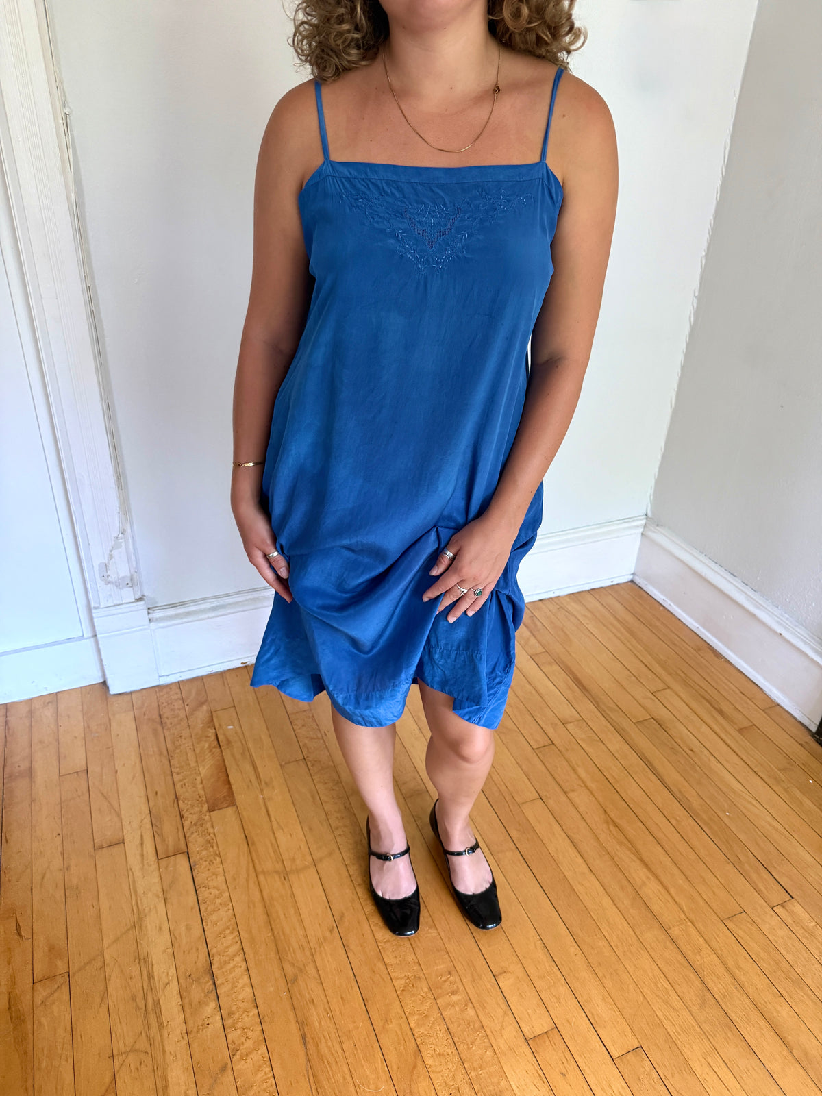 1920s HAND DYED COBALT SLIP