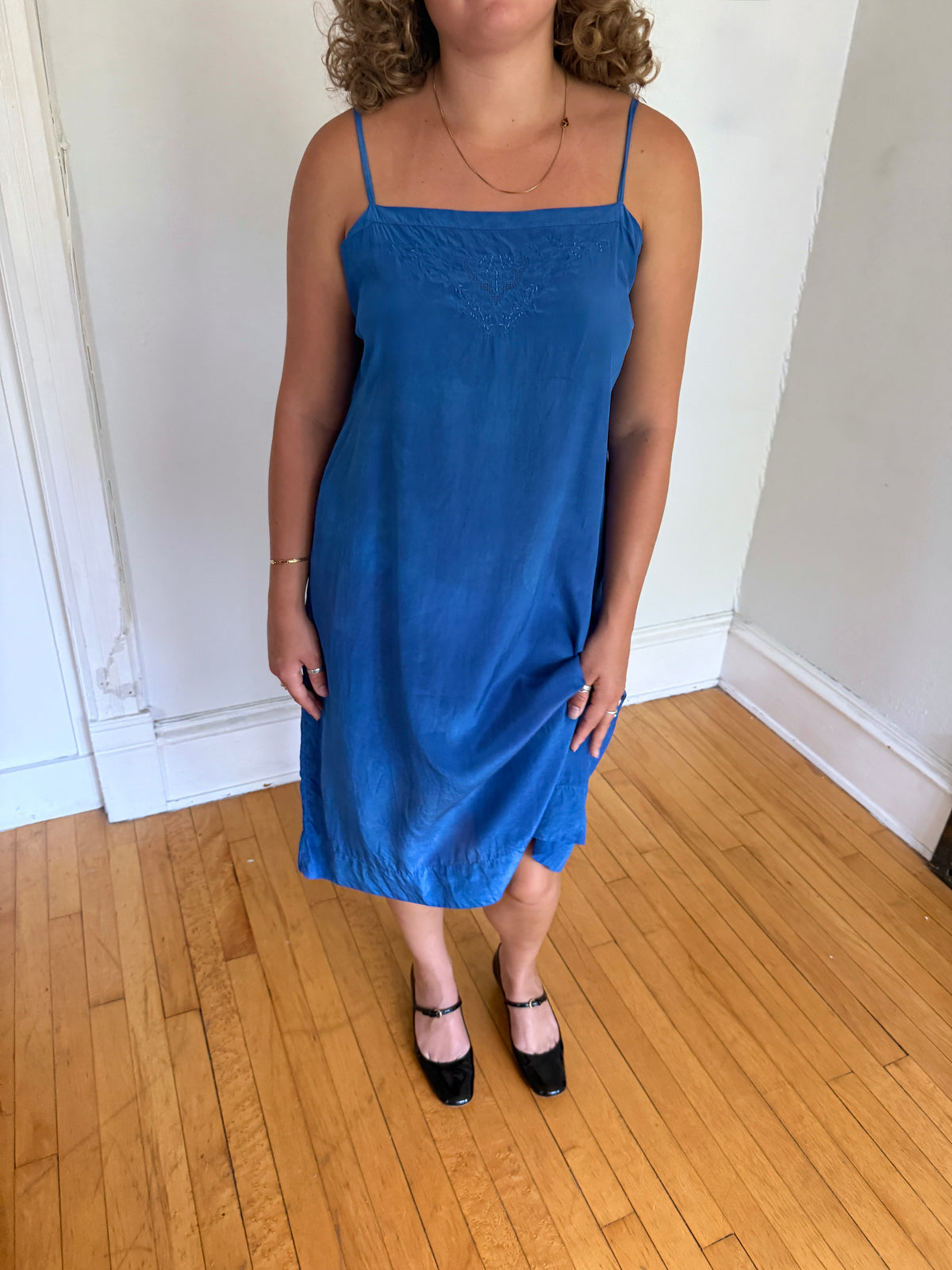 1920s HAND DYED COBALT SLIP
