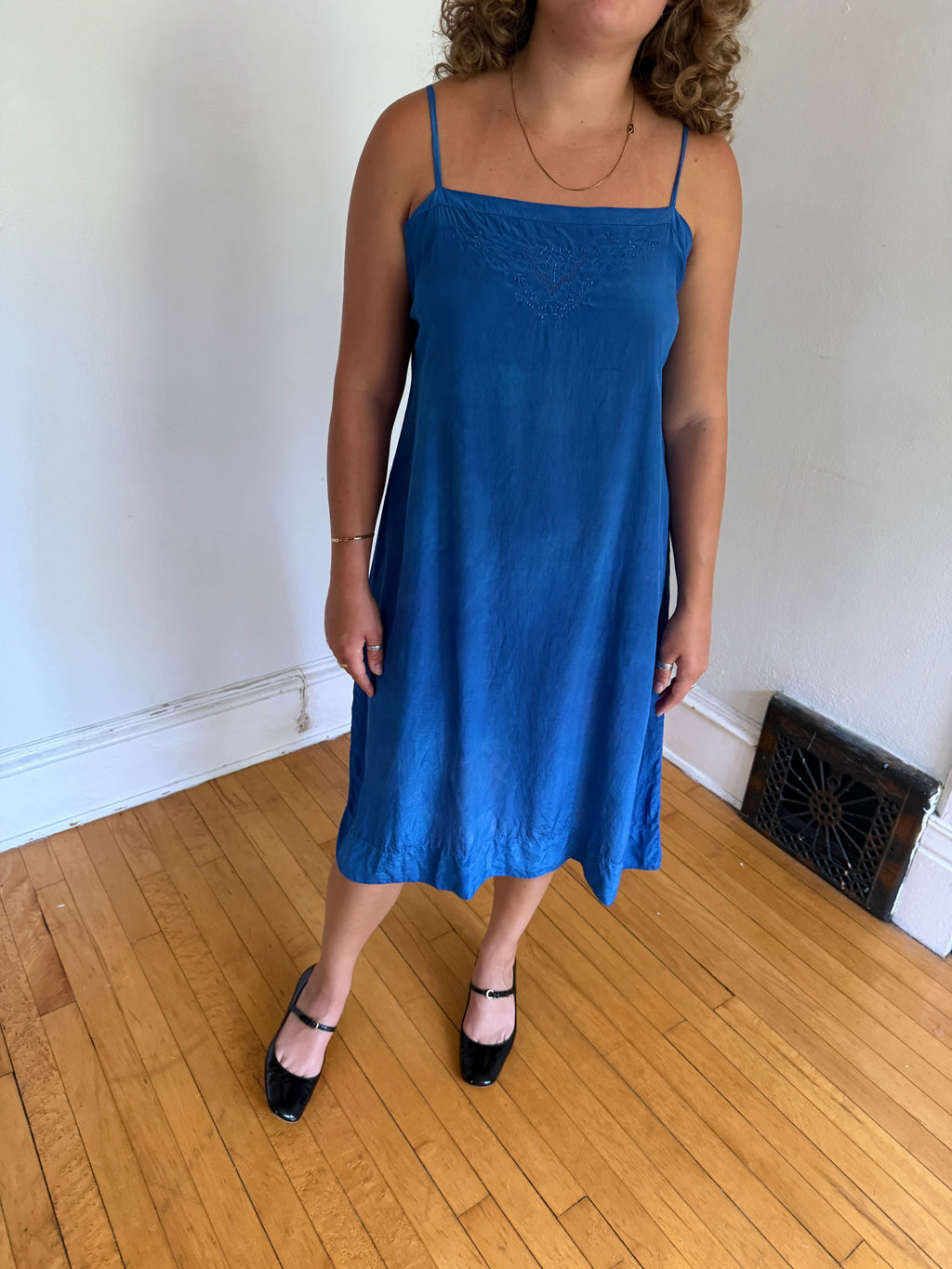 1920s HAND DYED COBALT SLIP