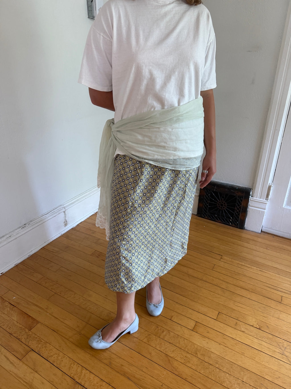 1950s GEOMETRIC SILK SKIRT