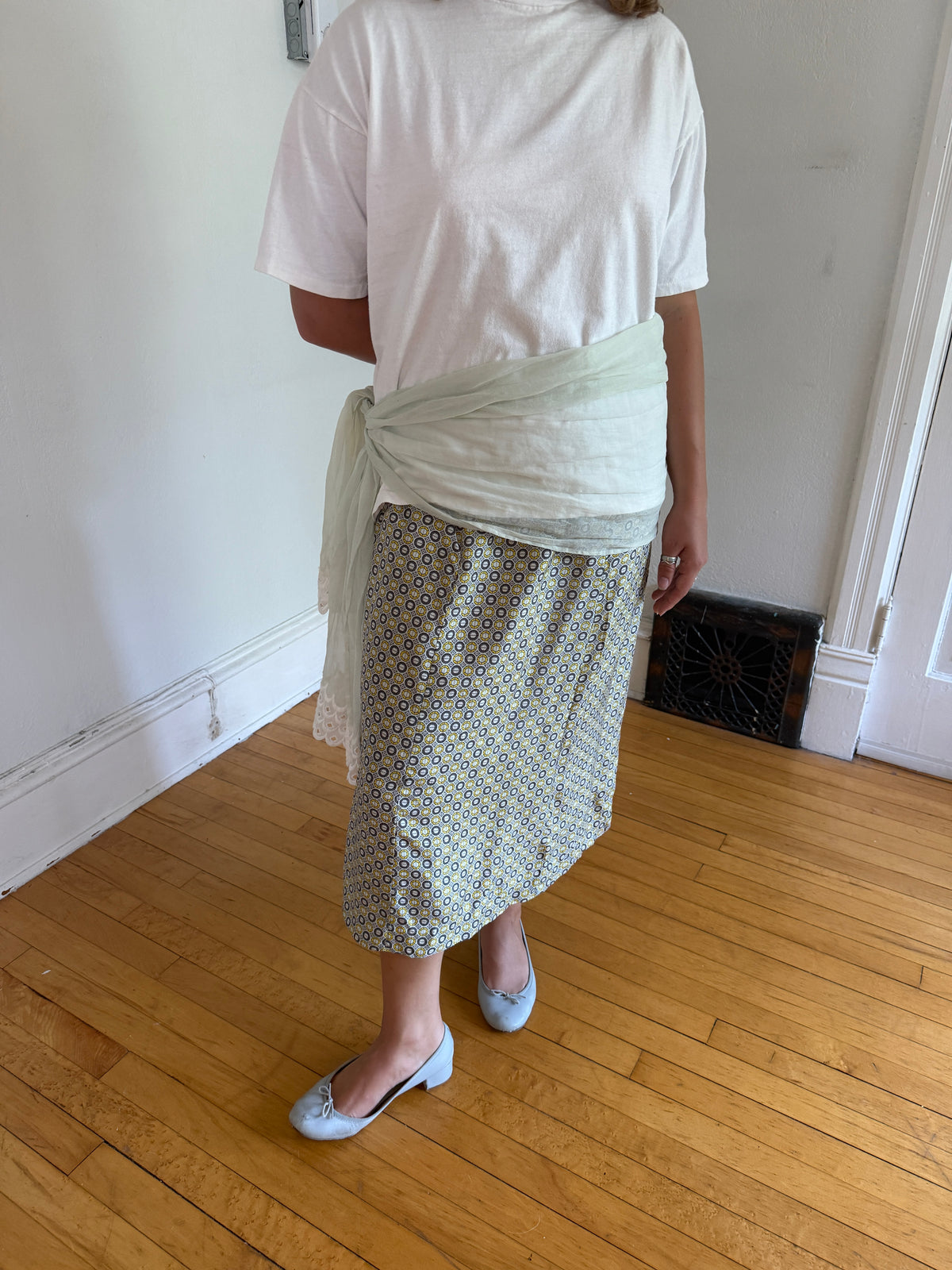 1950s GEOMETRIC SILK SKIRT